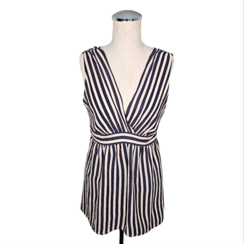 Ted Baker 100% Silk Stripped  V-Neck Top Size 8